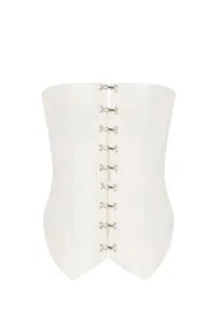 5025-corset витончений білий корсет із застібками спереду - Image 3